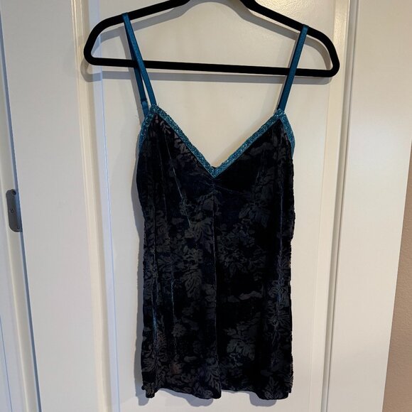 DKNY Jeans Velvet & Crystal Tank Top, Size Large - Picture 1 of 6